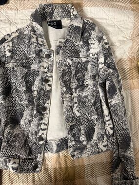 BDG Black & White Snakeskin Print Denim Jacket